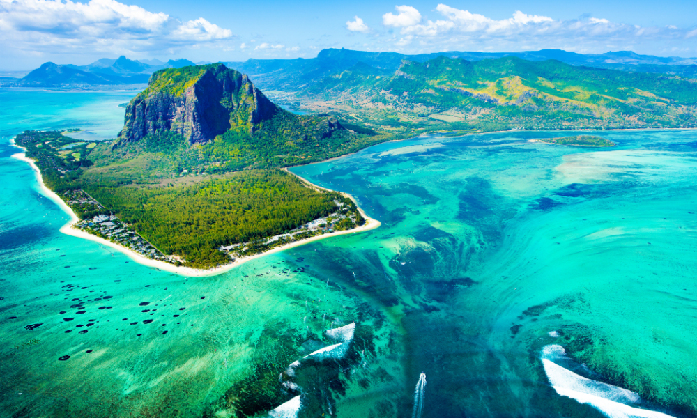 Aerial view of Mauritius